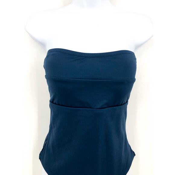 TOMMY BAHAMA Palm Modern Bandeau One-Piece Swimsuit Size 8 Blue Midnight Sea NWT - Picture 5 of 14